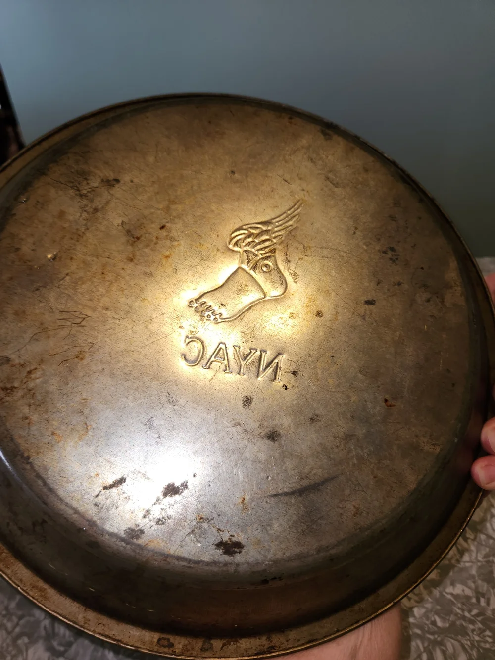 Vintage New York Athletic Club Pie Pan Baking Pan - Unbranded Pewter Tone
